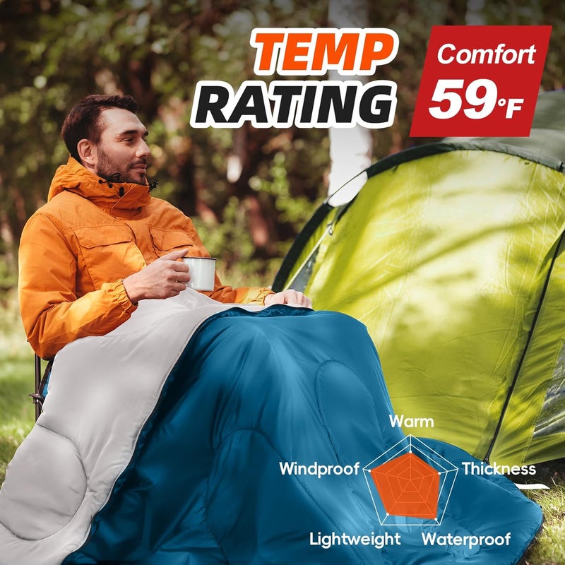 Mereza Sleeping Bags XL for Adults Cold Weather Mens Large Wide Sleeping Bag for Big and Tall Girls Boys with Compression Sack for Camping Backpacking Warm & Cool Weather - Image 2